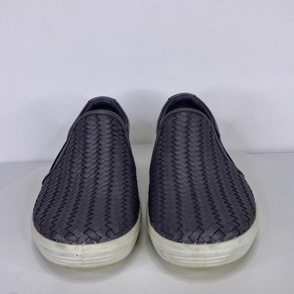 ECCO Soft 7 Woven Leather Slip On Sneakers Sz 5.5 Gravity Gray Metallic Comfort - Picture 4 of 10